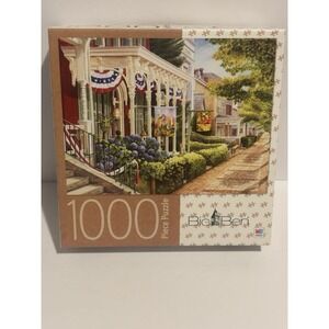 Big Ben Puzzle Charm Of Ephata 200'pieces MB Southern Old Homes Flag